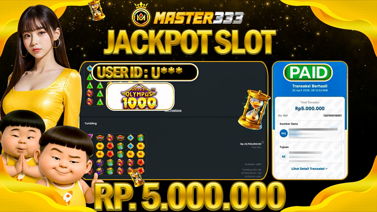 JACKPOT Rp 5.000.000 JUTA DI MASTER333 LANGSUNG DI BAYAR LUNAS
